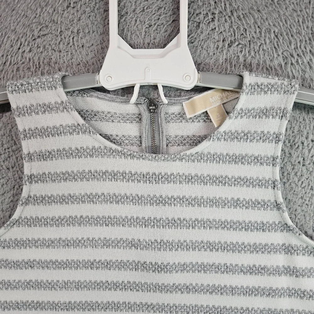 Michael Kors Sleeveless Top Women‎ Small Knit White Gray Striped - S